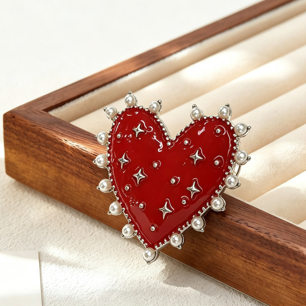 TEMU da con Stella Circondata da Spille a Cuore Rosse d'Amore per Decorazione Abbigliamento Distintivi
