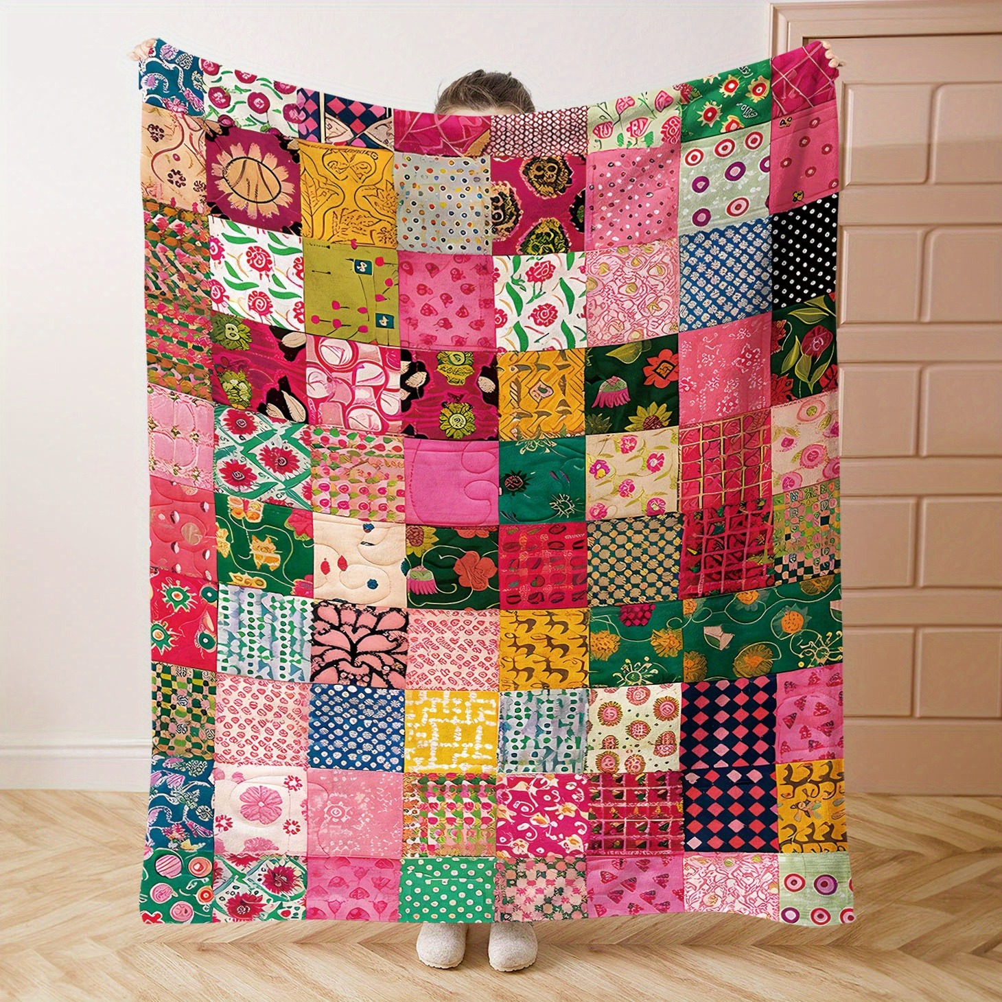 

Une couverture en patchwork - un châle et confortable avec des floraux et géométriques, pour les lits, les canapés, les bureaux et le camping - Style médiéval, confortable pour toutes les .