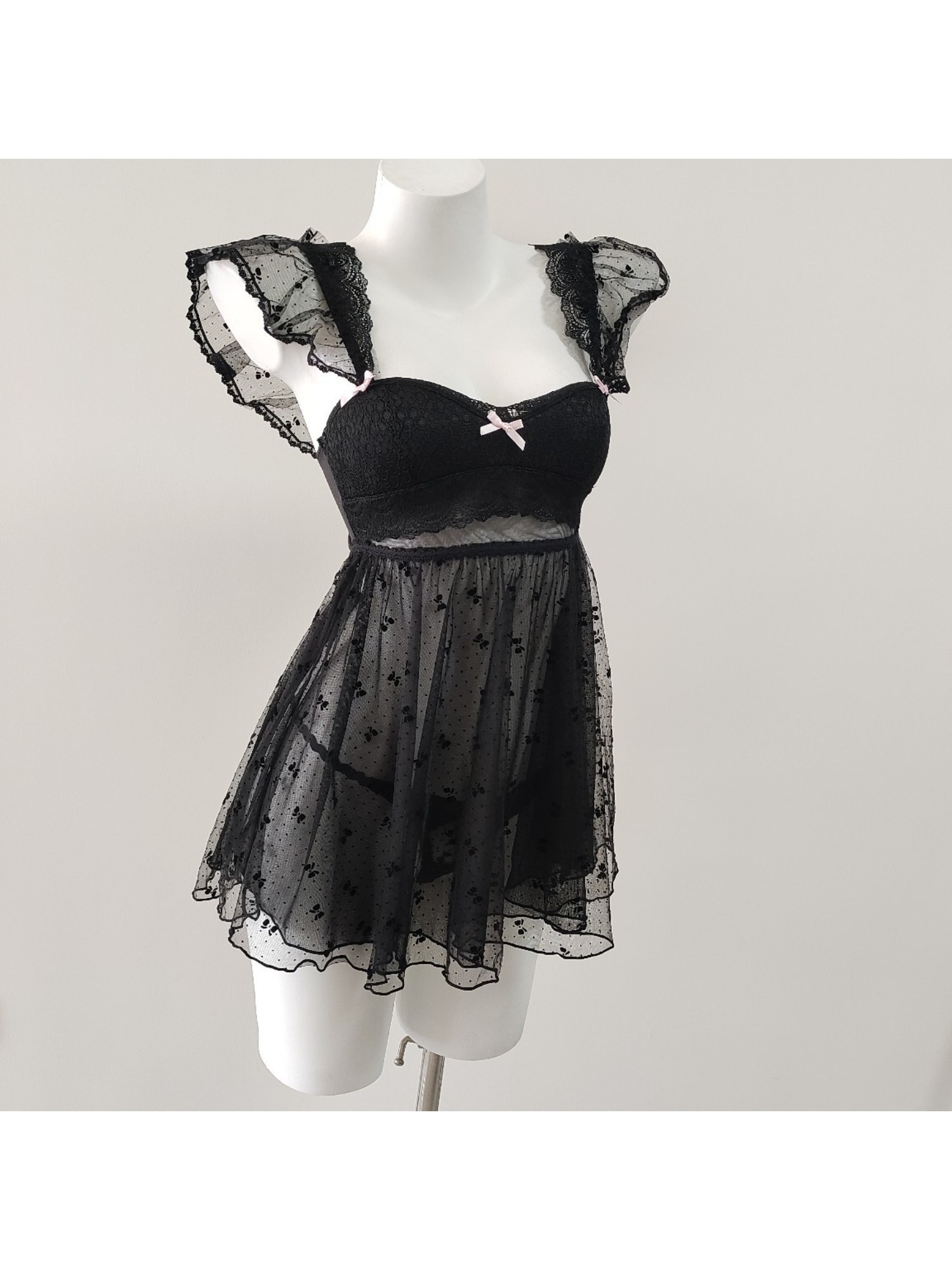black with white lace dress sold on Temu United States