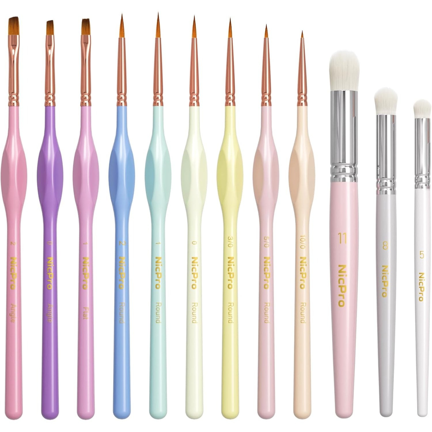 TEMU Pastel Miniature Paint Brushes Dry Brush - 12pcs Model Paint Brush Set For Acrylic Watercolor, Micro Detail Paint Brushes & Drybrush For