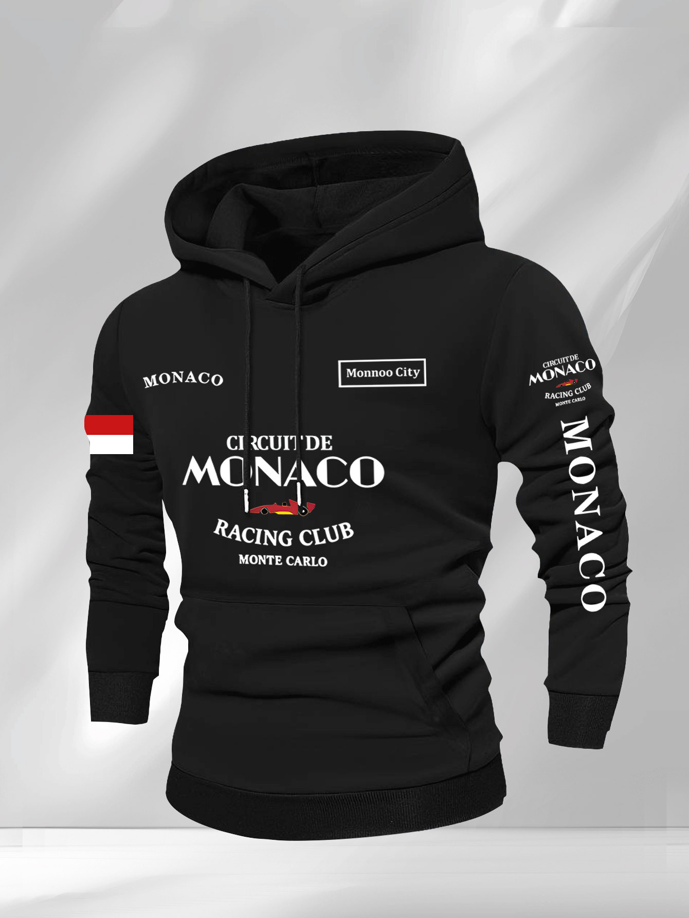 Fleece hoodie voor heren met Monaco Racing sponsorlogo's
