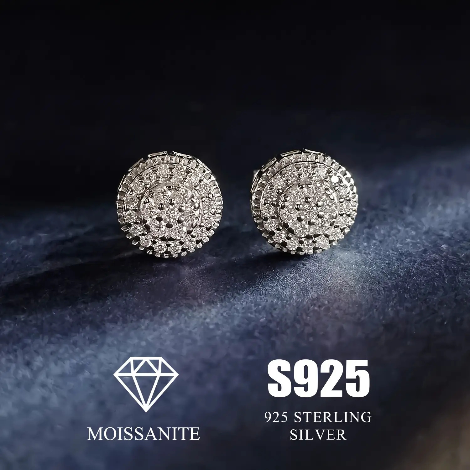 TEMU 1 Pair 925 Sterling Silver Moissanite Round Full-plate Earrings, 0.43ct, Minimalist Versatile Ear Studs With, Elegant Daily Wear& Gift Occasion