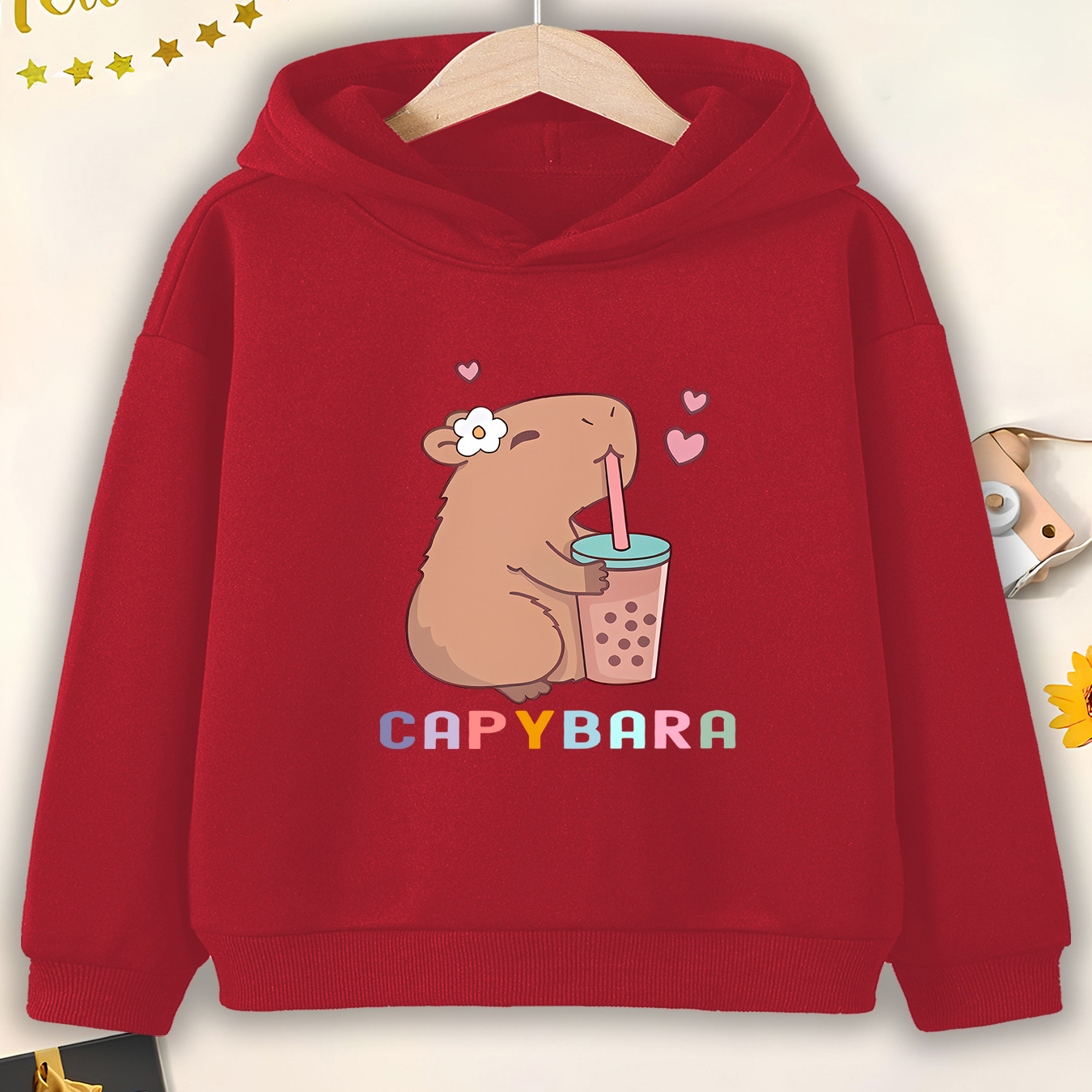 

Adorable Capybara Print Hoodie For Girls - Cozy & Stylish Fall/winter Sweatshirt, School, Outdoor Fun & Family Gatherings, Gift For