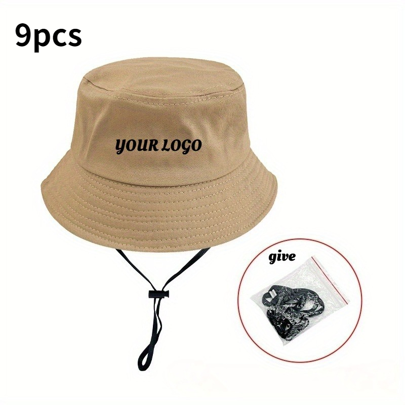 TEMU 9 Shipping Customizable Pattern Logo Big Head Fisherman Hats For Men And Women, Size 60-63cm/23.62-24.8in, Adjustable Drawstring For Larger