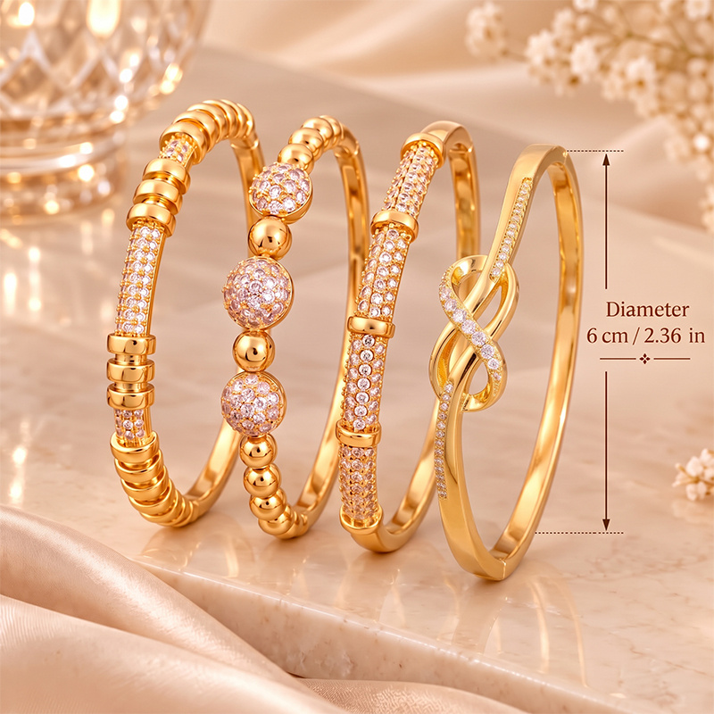 Women's Vibe Stacking Bangle Set, Mixed Decor & Minimal Glossy Styles