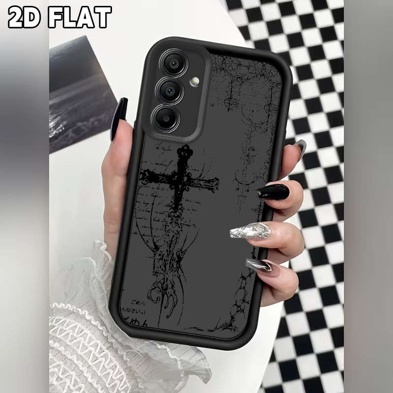 TEMU Phone Case - 2d Flat Cross Pattern Calligraphy Designsoft Tpu Material Phone Case For For Galaxy