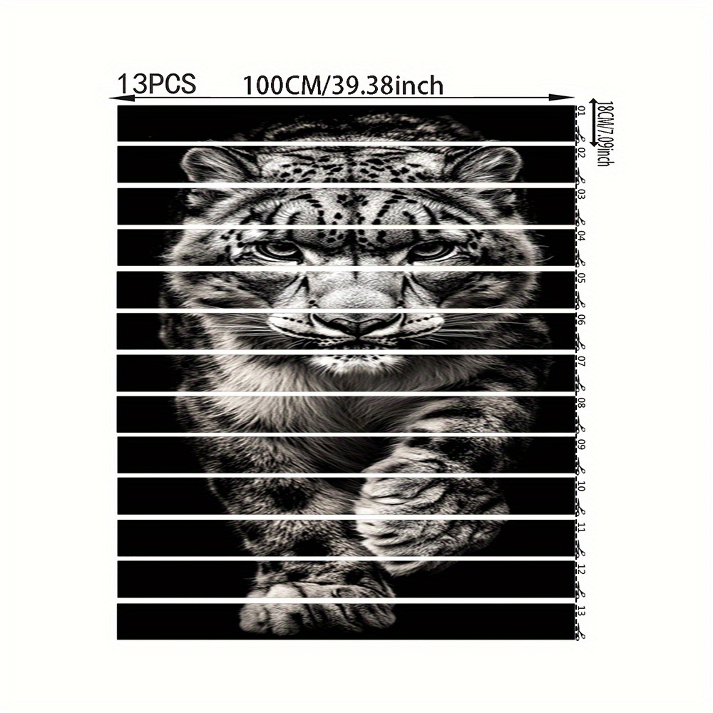 TEMU A Collection Of 13 Staircase Decals Featuring A Stunning Black And White Tiger Image, Ideal For Enhancing Staircases With , Tailored For And