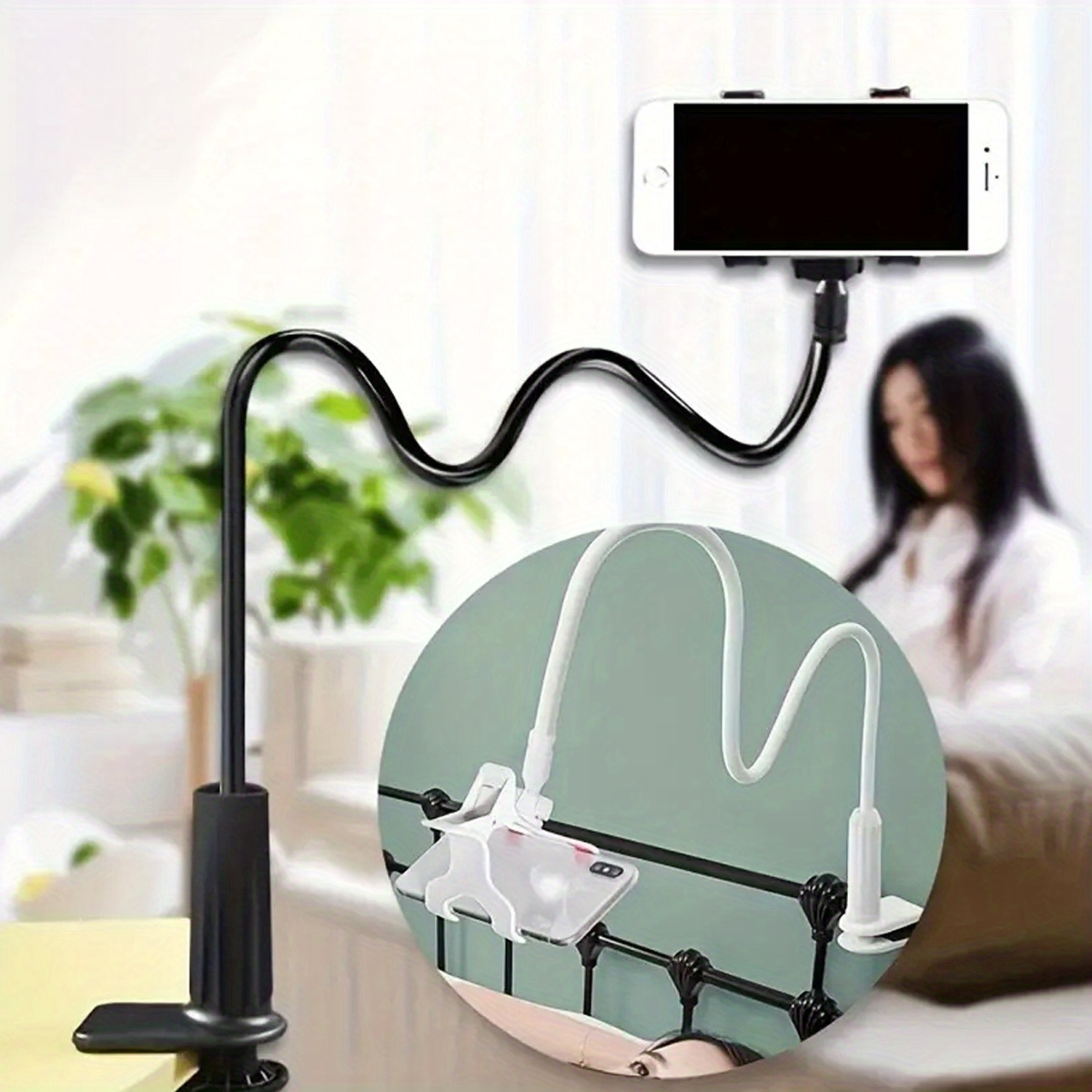 

360° Adjustable Clamp Clip, Overhead Cell Phone Mount Stand For Bed, Desk, All Cellphones With Universal Compatibility - Overall Length, Sturdy Construction,