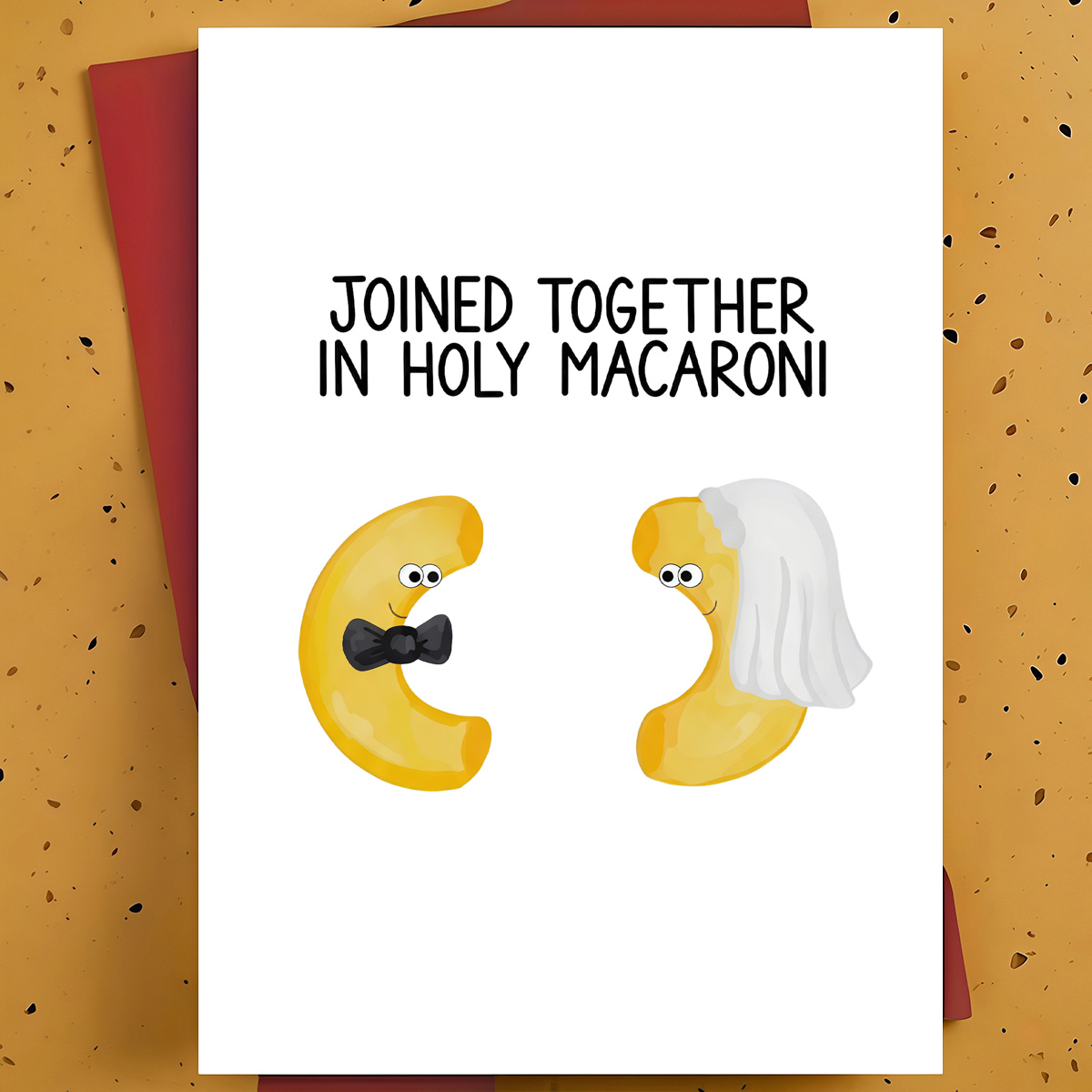 TEMU 1 pièce Carte de vœux de mariage amusante pour jeunes mariés, et – Motif de dessin animé anthropomorphe de pâtes macaroni, Carte humoristique,