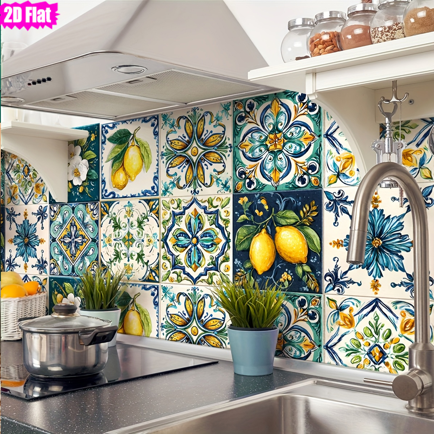 TEMU 30pcs Lemon Pattern Tile Stickers, Self-adhesive And Removable Pvc Wall Stickers, Suitable For Bathrooms, Kitchens, Toilets, Bathroom Wall