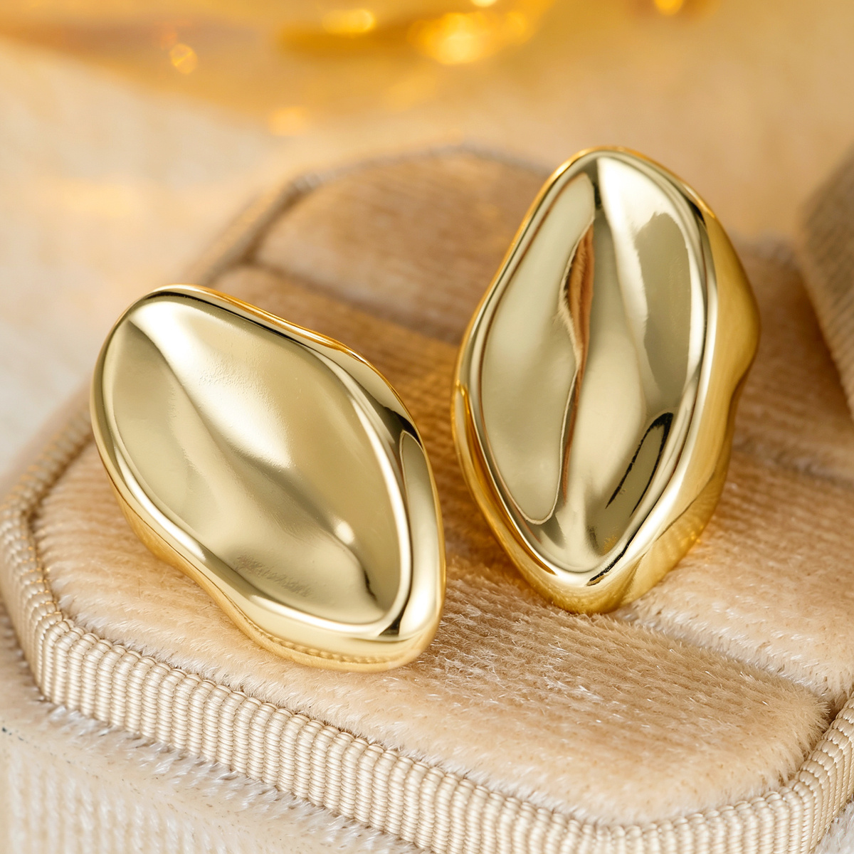 Men's Copper Geometric Stud Earrings with Zirconia