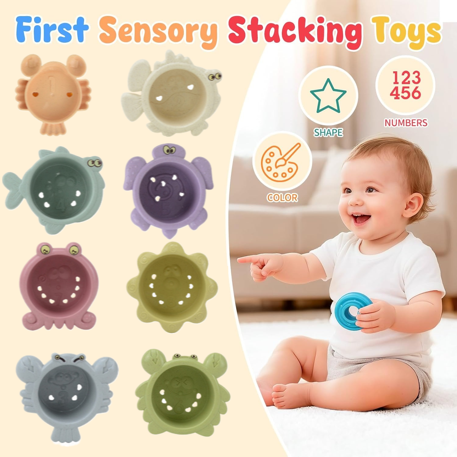 8pcs Accessory Sorting Stacking Toy for Learning