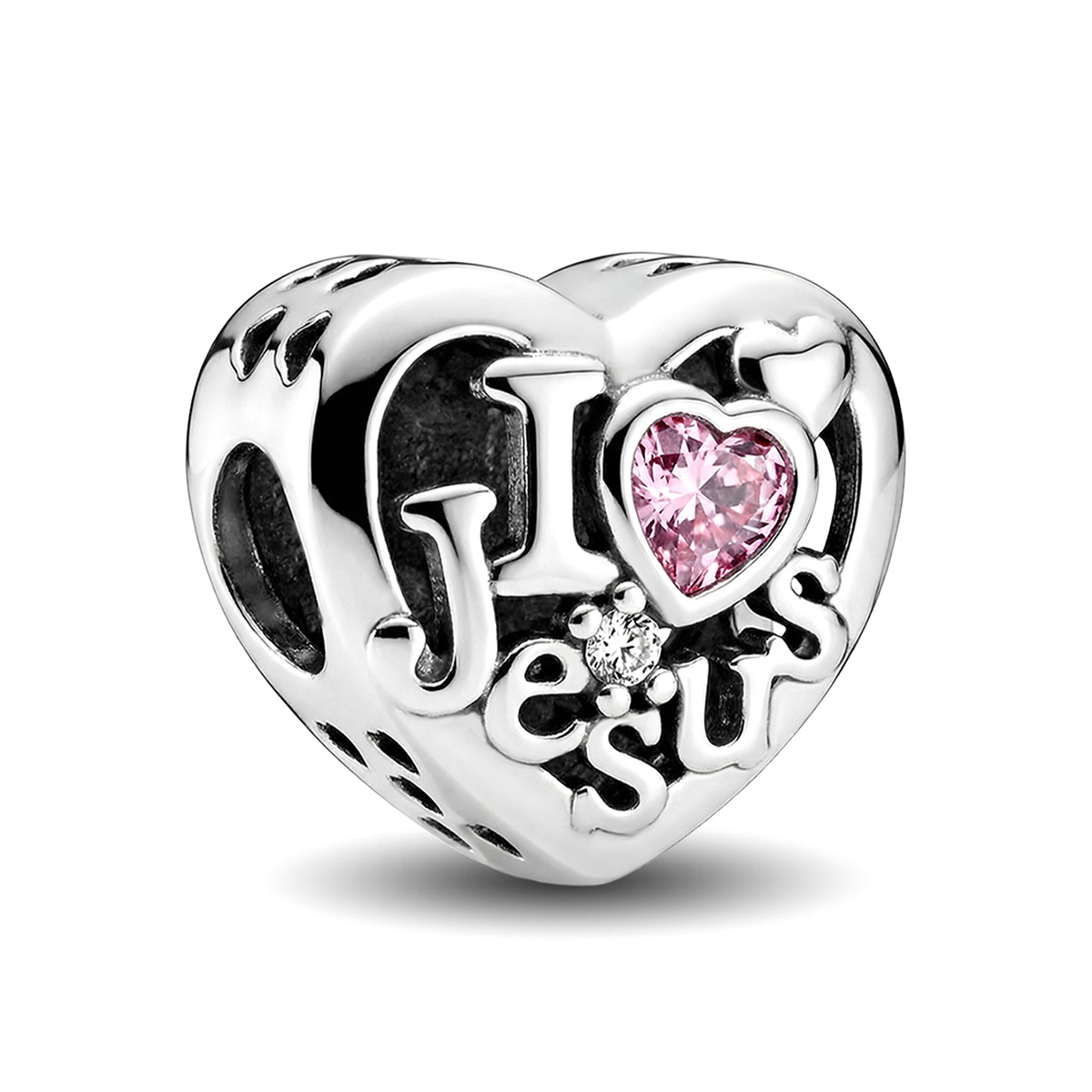 TEMU 1pc Love, I Love Jesus Beaded Diy Beads, 925 Silver Plated Beads Suitable For Bracelets And Necklaces, Autumn And Winter Jewelry Making