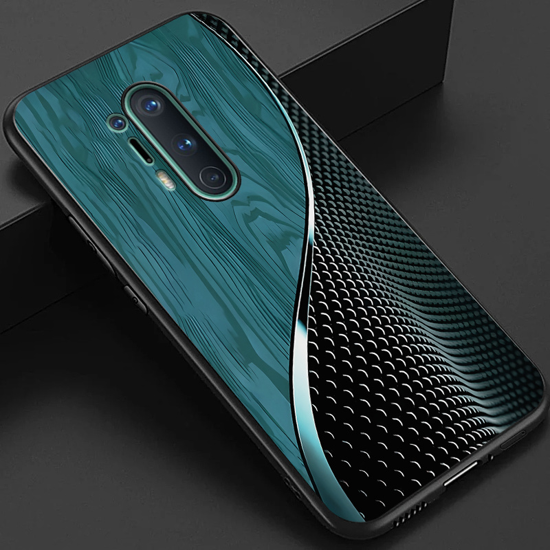 TEMU Phone Case: Case For Oneplus 8 Pro 8 Phone Case, Stylish Black Green Brown And Scales Pattern Glossy Glass Back Cover Business Gift