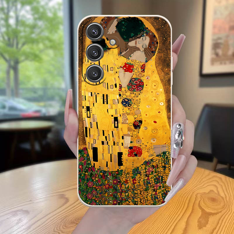 TEMU Phone Case - Kiss Painting Phone Case For For Galaxy Models, Including A02 To A26 And A31 To A73, Designed For Couples And As A Gift For Parents