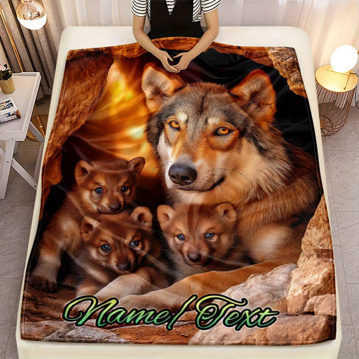 Brown Wolf Plush Blanket Brown Wolf Blankets Brown Wolf Head Throw