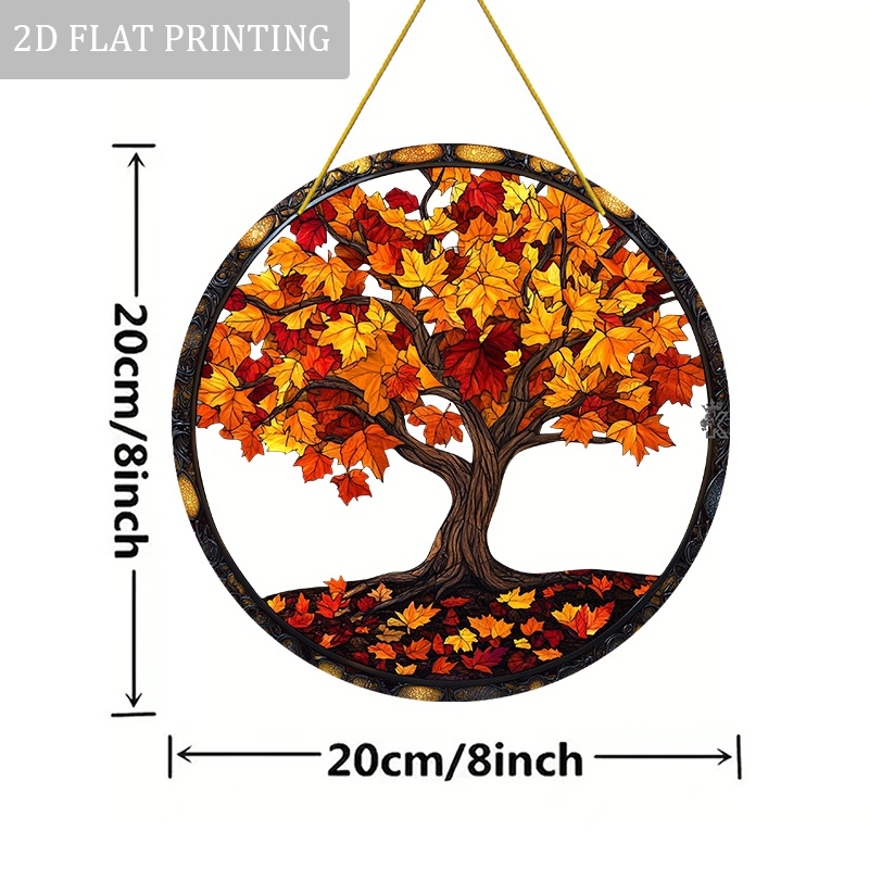 TEMU 2d Flat, 2d Flat Autumn-themed Colorful Acrylic Suncatchers, Measuring 8 Inches X 8 Inches, Are Perfect For Cozy Fall Home Decor. Window