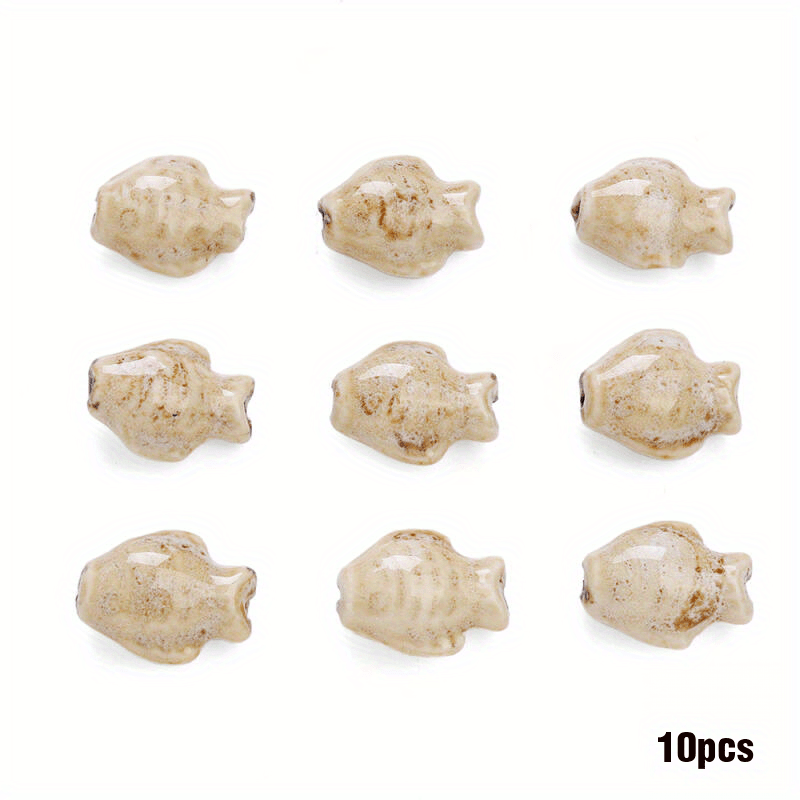 10pcs Handmade Ceramic Fish Beads for DIY Bracelets