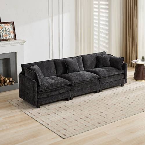 3 seat cloud sofa sectional couch suitable for living room apartment no modern compact sofa with dense foam cushion breathable chenille fabric space saving