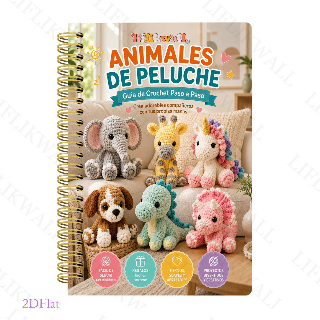 TEMU Patrones de amigurumi de ganchillo LIFLIKWALL, 6 diseños de animales adorables, instrucciones en español, proyectos de tejido para principiantes