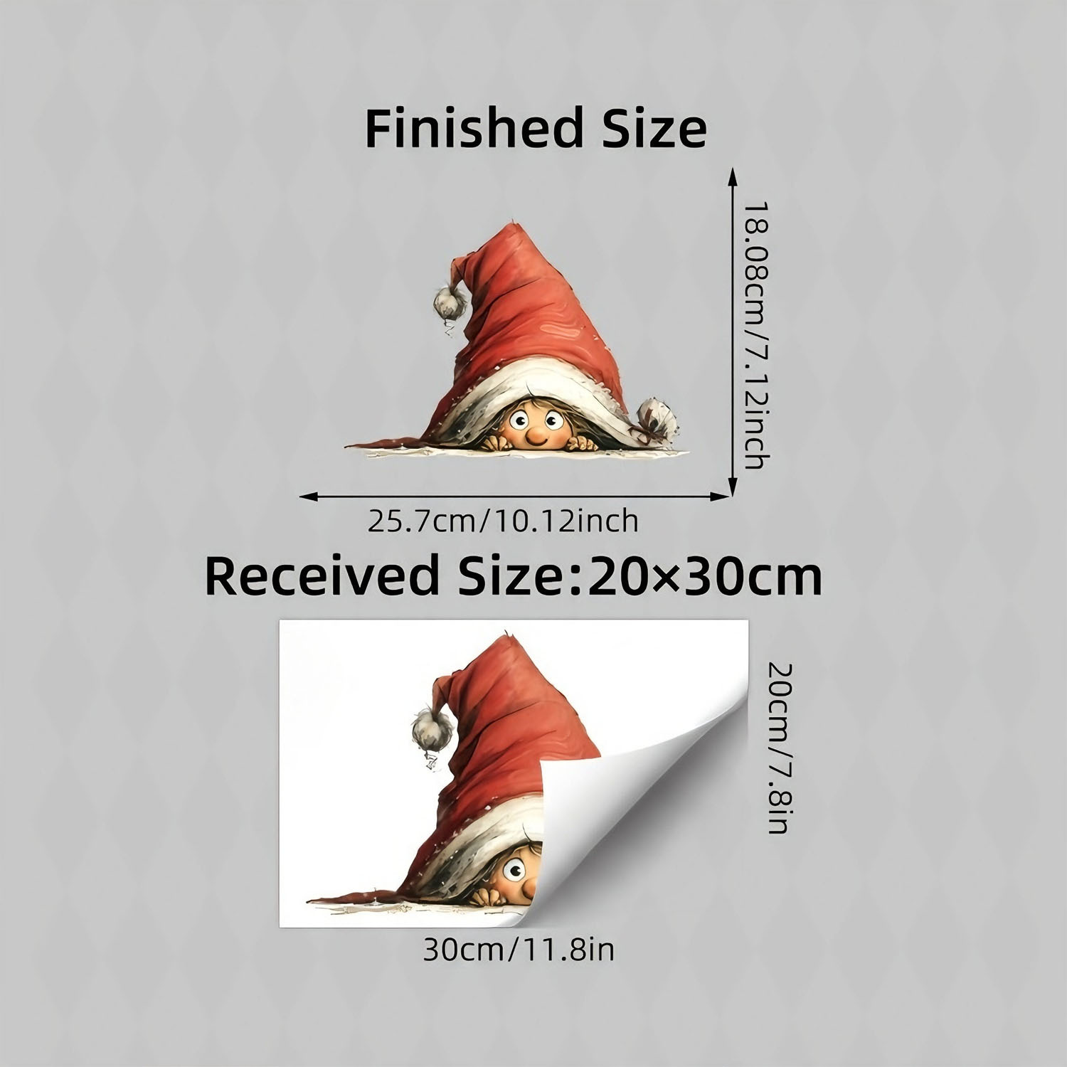TEMU 1pc Cute Peeking Elf Glass Sticker, Static Adsorption Window Decal, Double-sided Reusable Sticker, With Oversized Santa Hat, Suitable For Home,