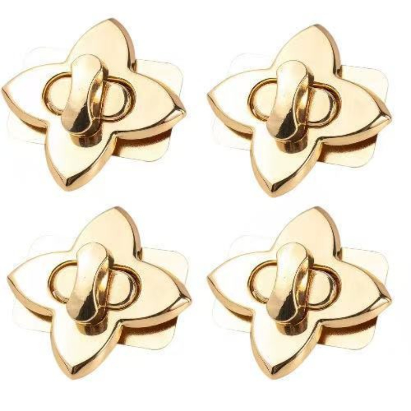 E-shop 4er-Set Blumenform Metall Drehverschluss Handtaschen Twist Lock Verschluss - Geeignet für Handtaschen Hardware Lederhandwerk Taschenherstellung