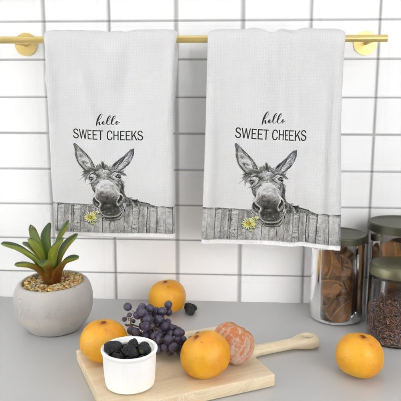 

2pcs Contemporary Towels, 18x26 Inches, Super Polyester, Machine Washable, Quirky "hello Sweet Cheeks" Design For Kitchen, Bathroom, Beach - Ideal Gift For Animal Enthusiasts