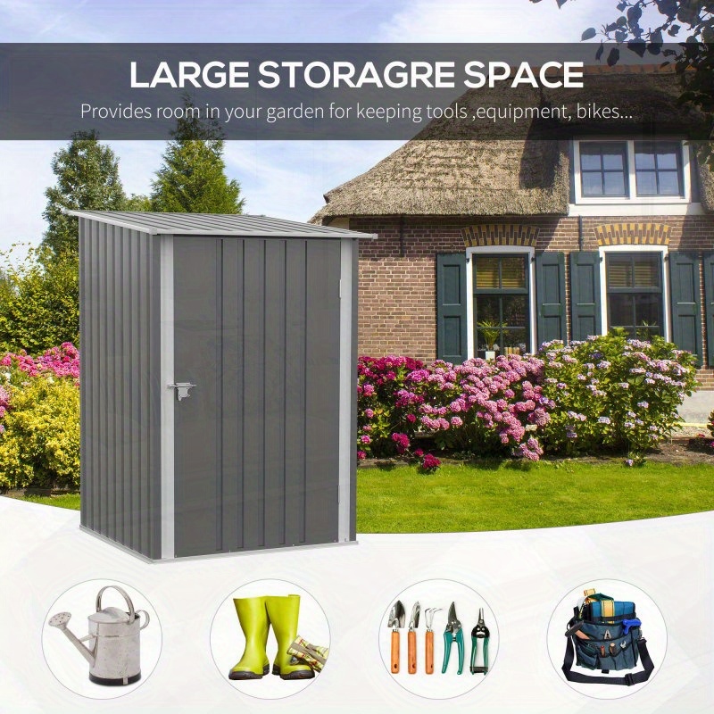 Outsunny 3' x 3' x 4' Outdoor Shed - Galvanized Metal Utility Garden Tool House with 2 Vents & Lockable Door, Durable Gray Storage for Backyard, Bike, Patio, Garage, Lawn Organization, Outdoor Storage Shed, Patio Organization, Sleek Metallic Finish, Sturdy Construction, Storage Sheds