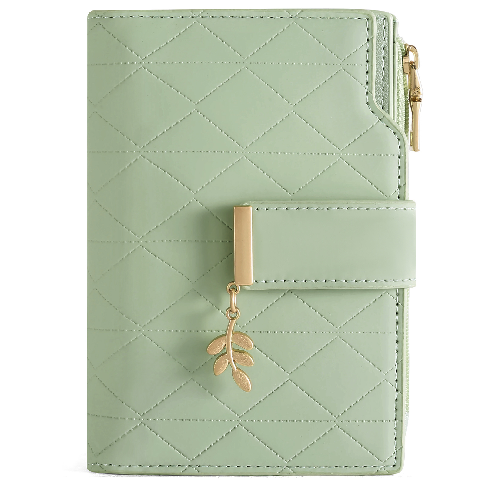 Women's Wallet With Leaf Accessory - Card Holder & Snap Closure, Multi-functional Money Suitable For Everyday Use, Casual & Professional - Fiber Material