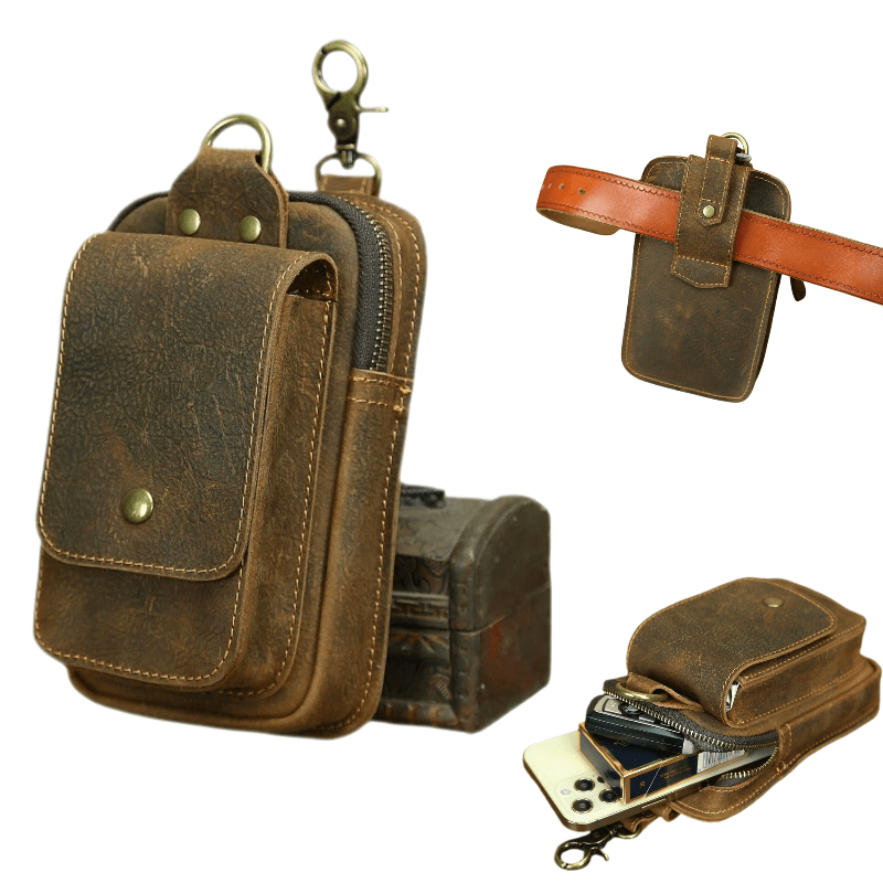 Artikelbild wixzor minimalistische handy-hüfttasche aus echtem leder, multifunktionale gürteltasche für den täglichen pendler, leichter langlebiger gürtel-organizer für büroangestellte & den täglichen gebrauch