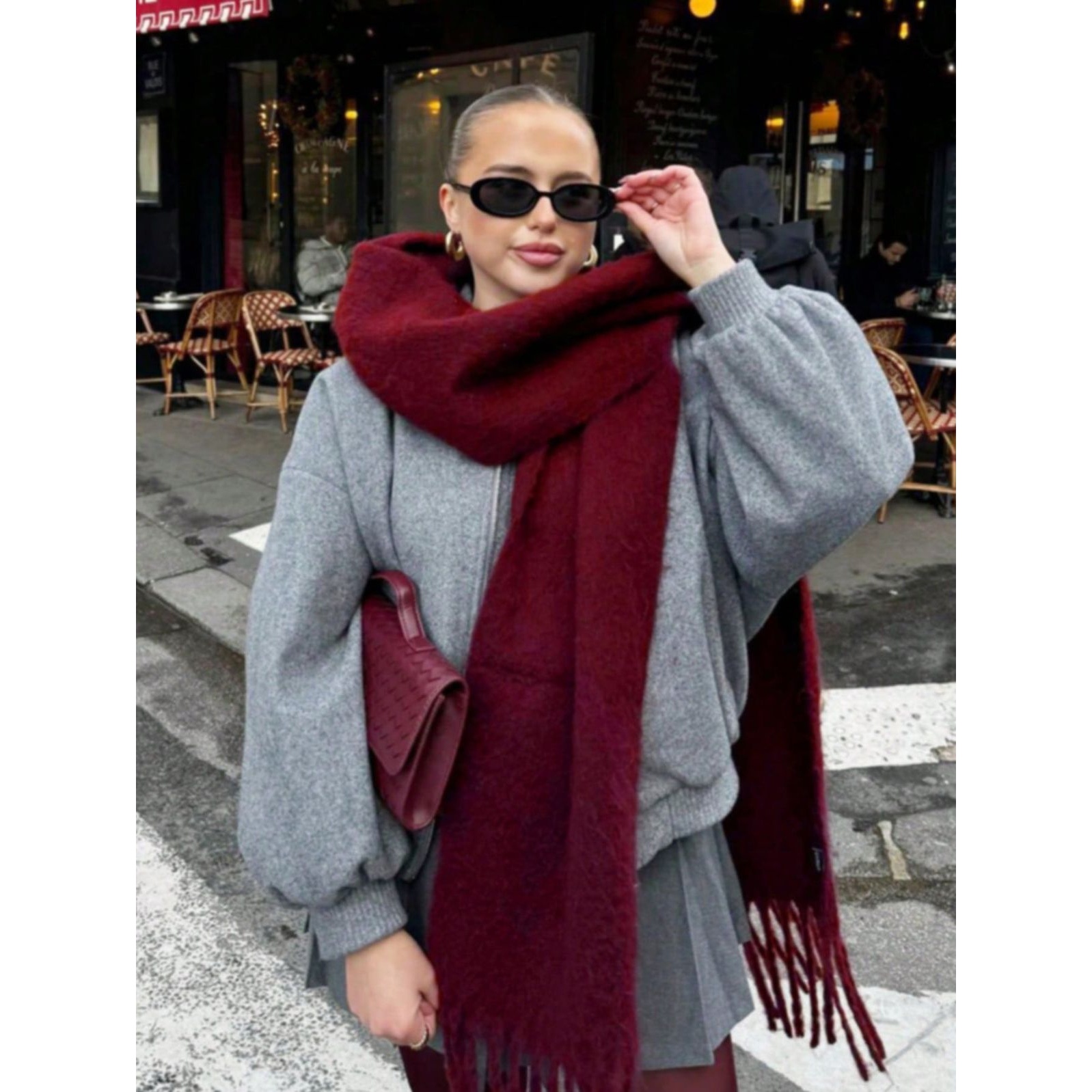 TEMU Écharpe Bohème à Fausses Pompons - Châle d'Hiver Unisexe, Écharpe de Cou Douce, Chaude et Coupe-Vent, Étole Couverture pour Temps Froid,