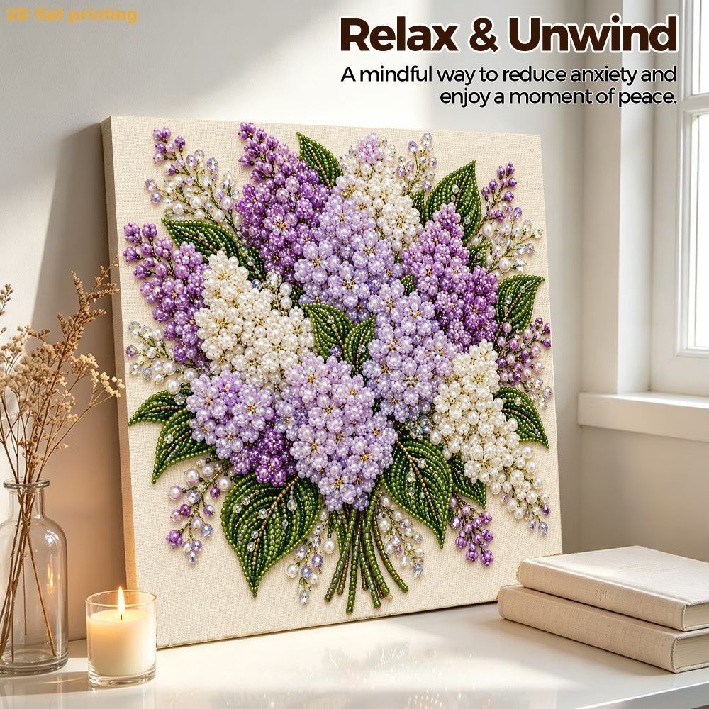 TEMU Pearl Art Painting Kit Pearl Painting Finished Set Handmade Art Decorative Painting Carnation Floral Three-dimensional Shimmering Gemstone