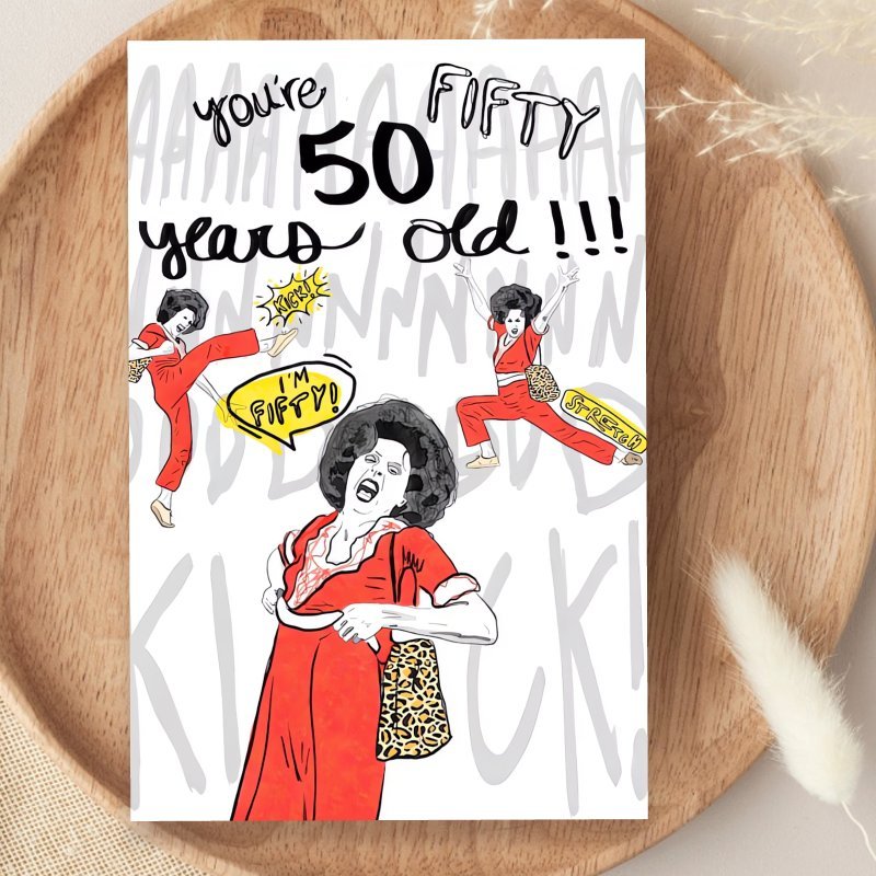 

1pc Humorous 50th Birthday Greeting Card, Vibrant Mixed Color Paper Card, Unique Funny Rude Celebration Note, For , Friends, Coworkers, Sister, With Thanksgiving & Christmas , For 14+