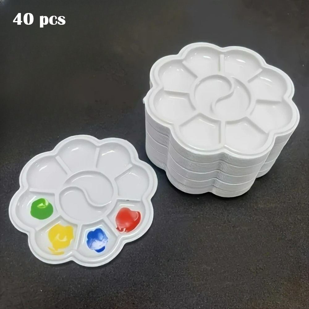 TEMU 40pcs 3.15-inch Disposable Pens | White Sakura Design Plastic Palettes For Painting, Supplies | Decorative Palettes, Pens