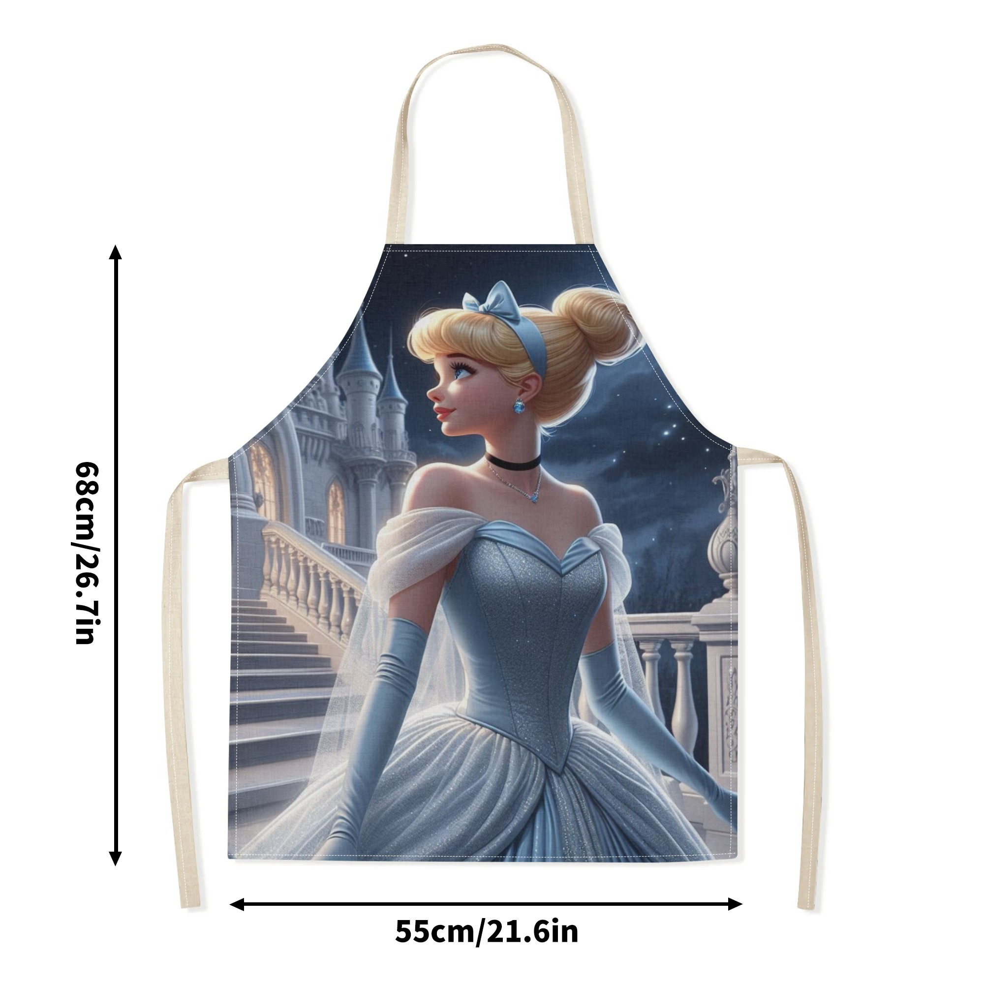 disney   waterproof apron - chic &   100% polyester,   with a glossy finish, featuring   princess in castle setting - ideal for home, hotels, restaurants, supermarkets, and more details 7