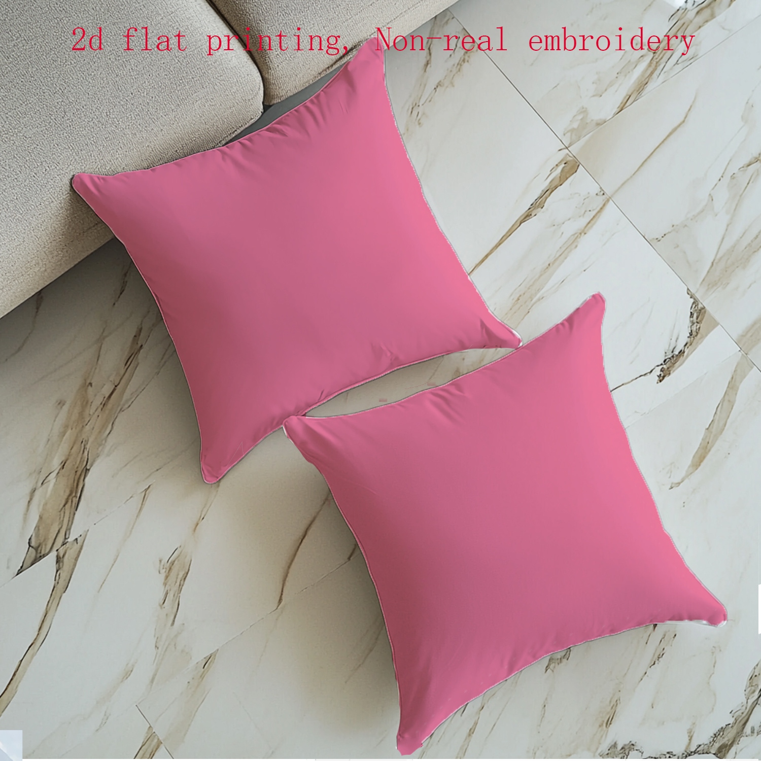 TEMU 2d Flat - Set Of 2pcs, 2d Flat Printed Pillow Covers In A Minimalist , Featuring A Solid Suitable For Home Decor. Non-real Embroidery, Ideal For