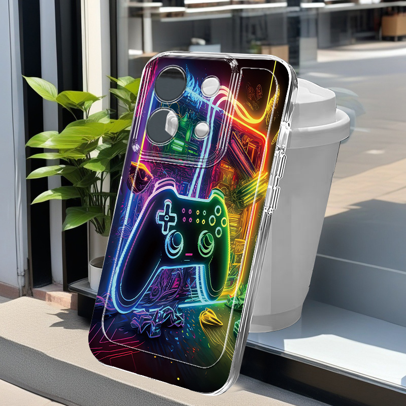 TEMU Phone Case - Neon Game Controller Pattern Phone Case For Redmi 10 12c 13 14c + A3 Note 8 11s 12 13 14pro+ Xiaomi 10t 11 Lite 13t 14 14t Pro Poco