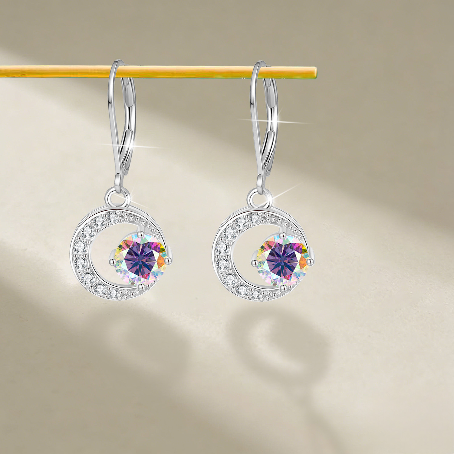 Men's Moissanite Earrings with Hypoallergenic Hooks, Gift for Him