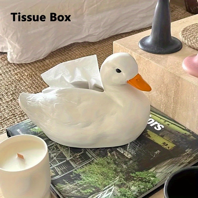 cute   tissue box holder decorative bathroom living room storage organizer with   lid durable plastic tissue box dispenser for home entryway or bathroom decor duck shaped home accent entryway organizer   design glossy   Product details 2