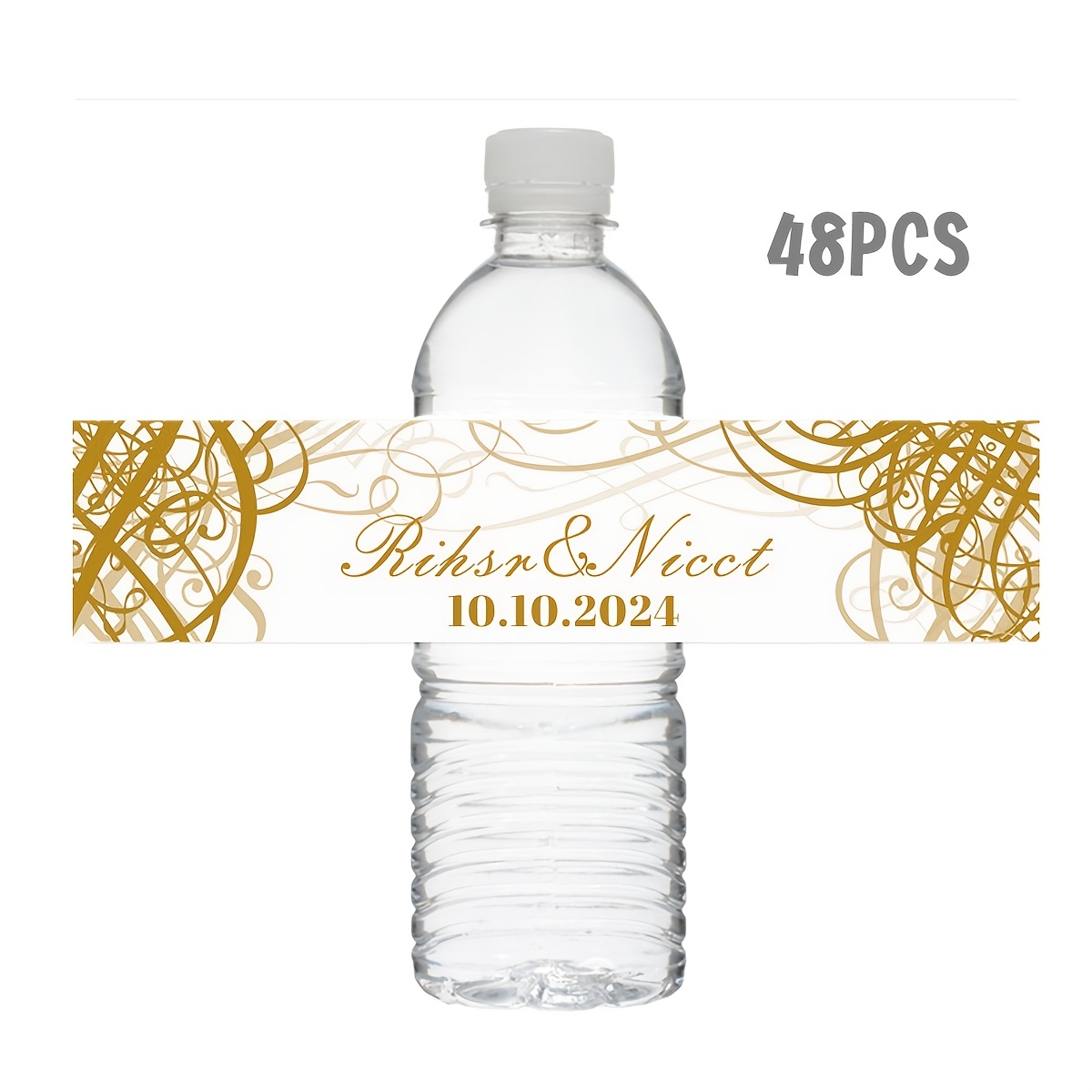 TEMU 48 Custom Bottle Labels - Personalized Matte Stickers For Weddings, Birthdays, And Holiday Parties - Disposable, Rectangular