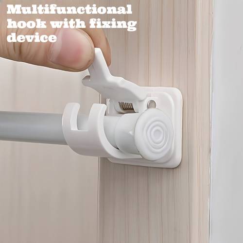 4pcs no drill self curtain rod bracket set multi functional hooks suitable for decor practical hooks adjustable wall hooks for bedroom living room suitable for kitchen bathroom white rod brackets