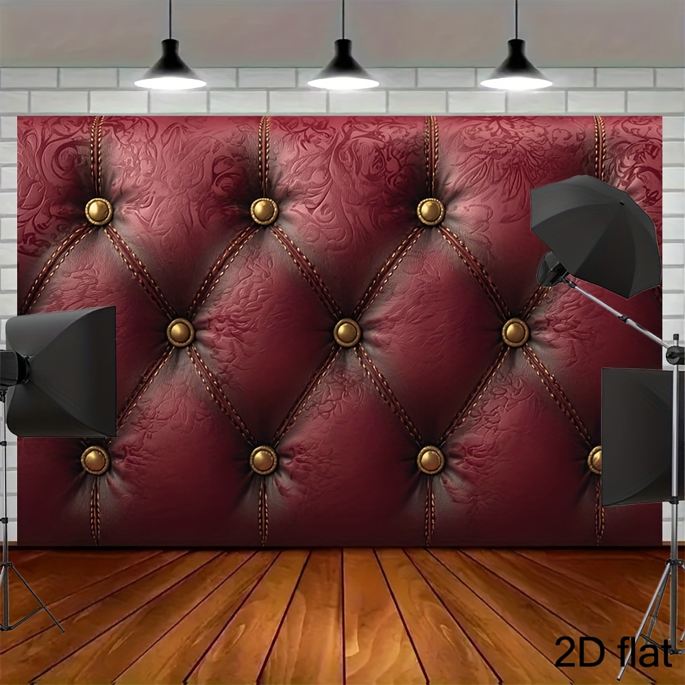 TEMU Un solo telón de 2D en 1 pieza, que un diseño de cuero adornado con botones dorados y una acolchada. Ideal para fondos de fotografía en salas de