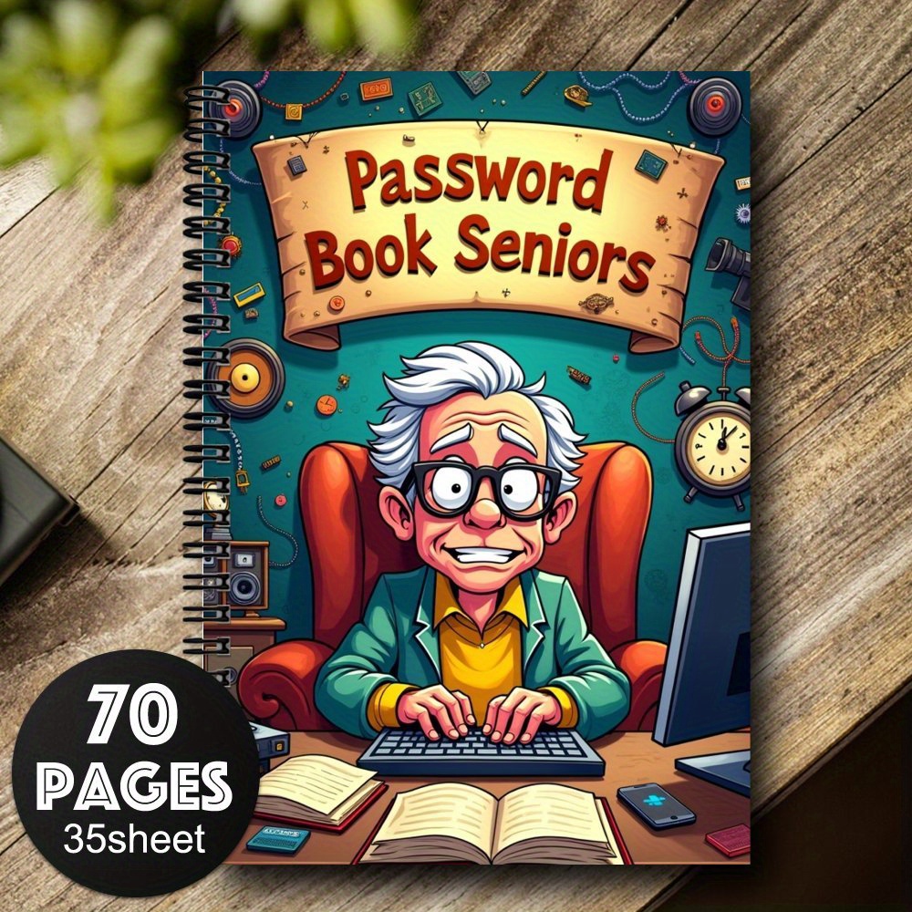TEMU Carnet de de passe spirale de dessin pour seniors, 1 livre de de passe pour l' à Internet et au ordinateur, enregistrement de sites web,