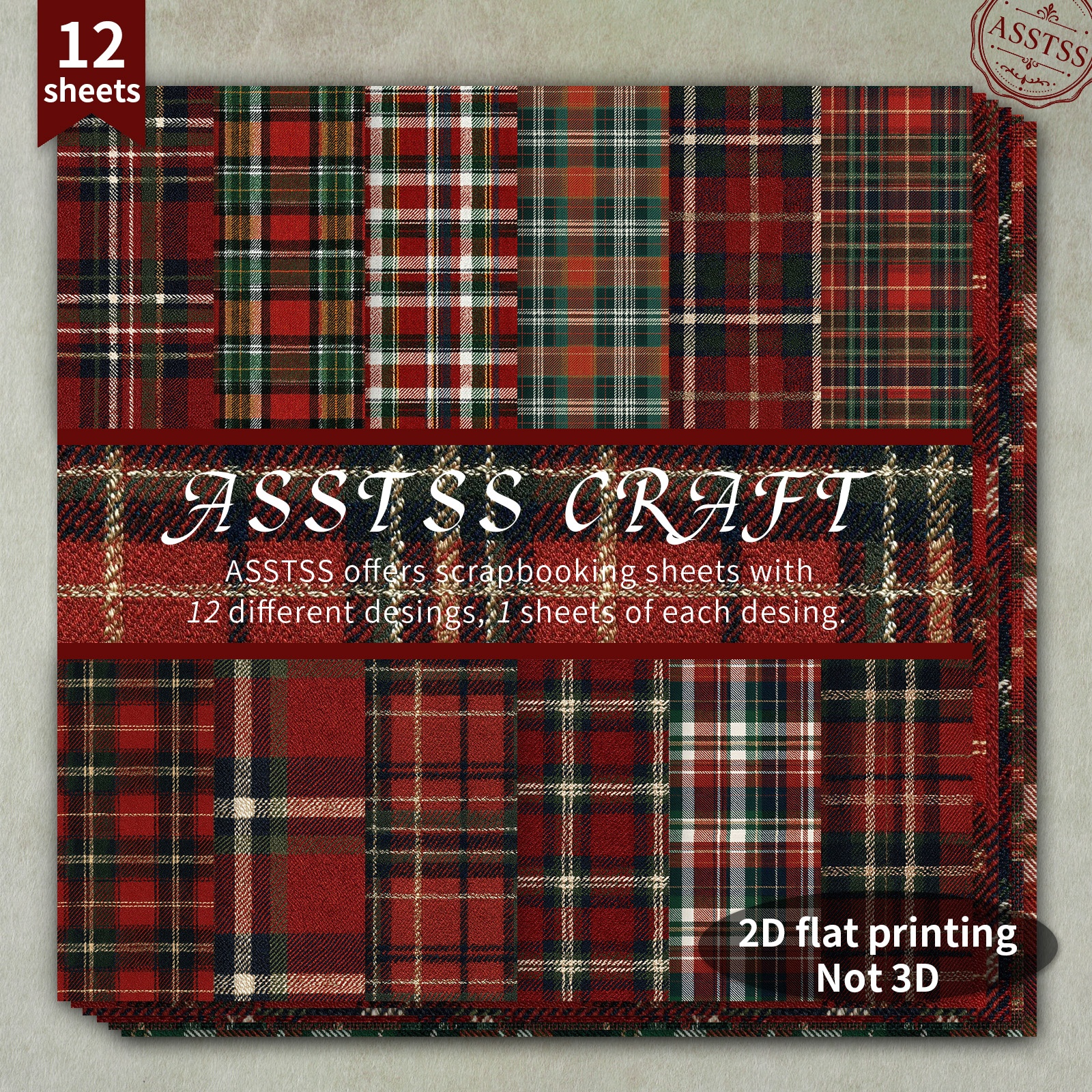 TEMU 12-sheet Asstss 6x6 Inch Scrapbooking Paper Pad, Vintage Red-brown Scottish British Style Backing Paper Supplies, Heavyweight Cardstock For