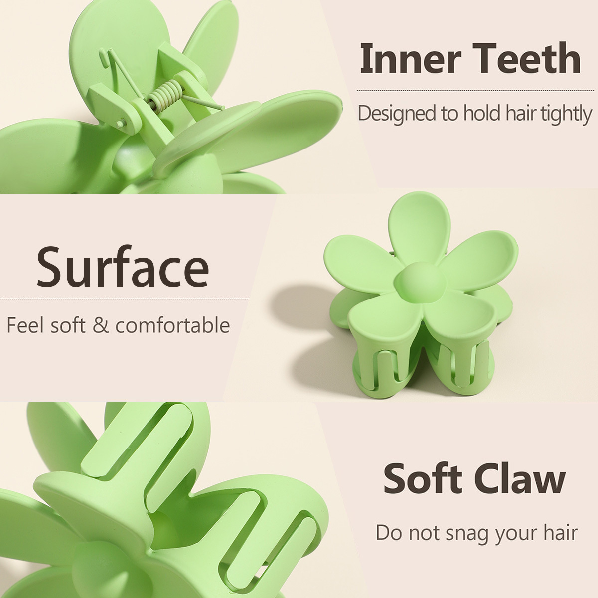 3pcs Flower Hair Claws Large Floral Jaw Clips