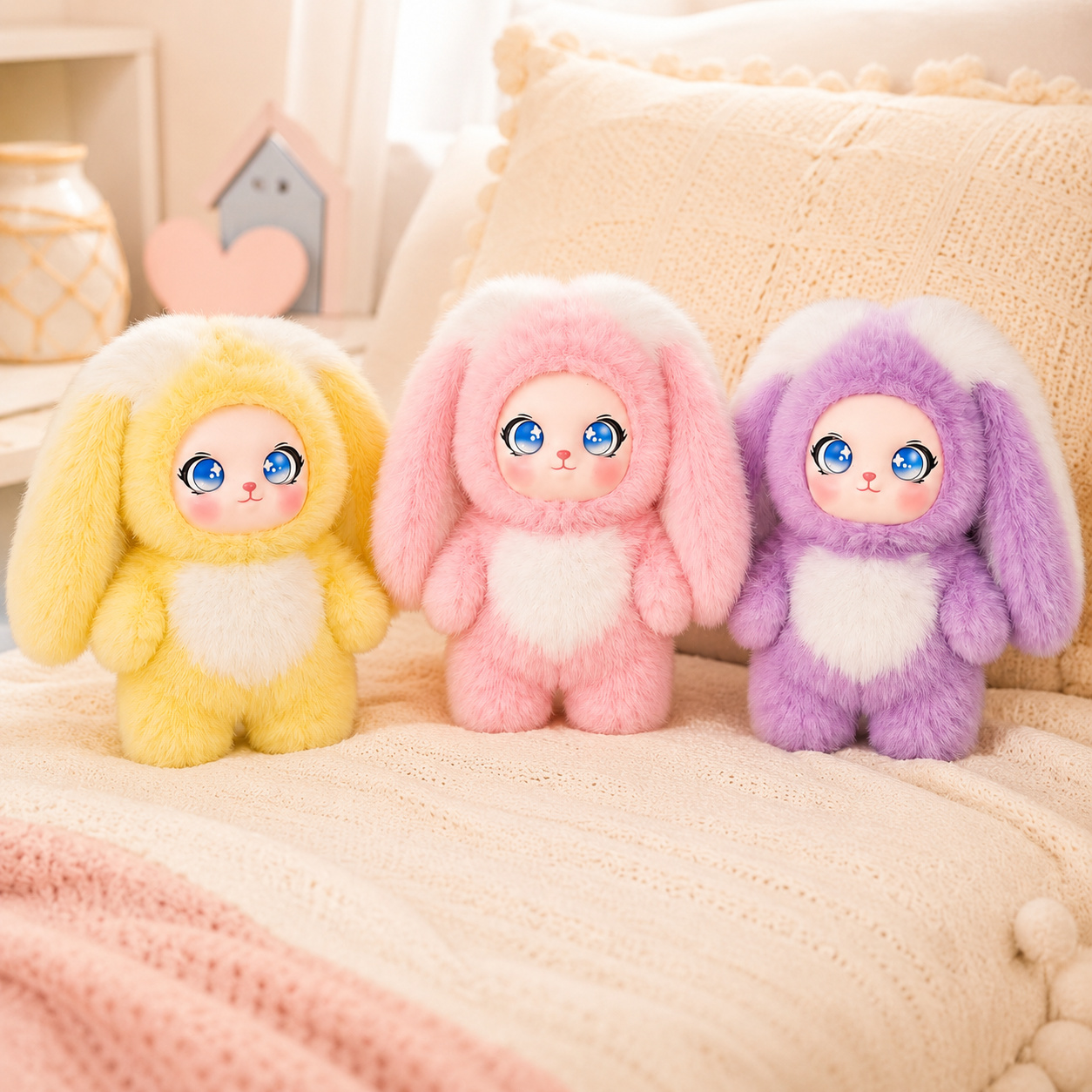     Plush Doll, Adorable Rabbit Design, Cute Plush Stuffed Toy, Creative Bedside or Desktop Decoration, Comforting Companion Doll for Kids, Ideal Gift for Birthdays and Holidays