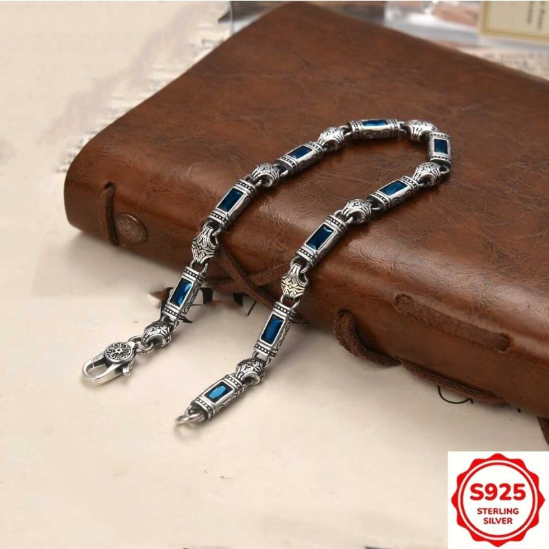 TEMU 1pc S925 925 Silver Bracelet For Men, Featuring A 5mm Width, Suitable For Genders. An Ideal Jewelry Gift For Birthdays, Father's Day, Or , Use