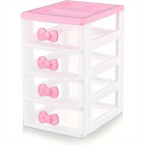 four layer pink desktop plastic storage box miscellaneous storage cabinet multi layer drawer style cosmetics storage box