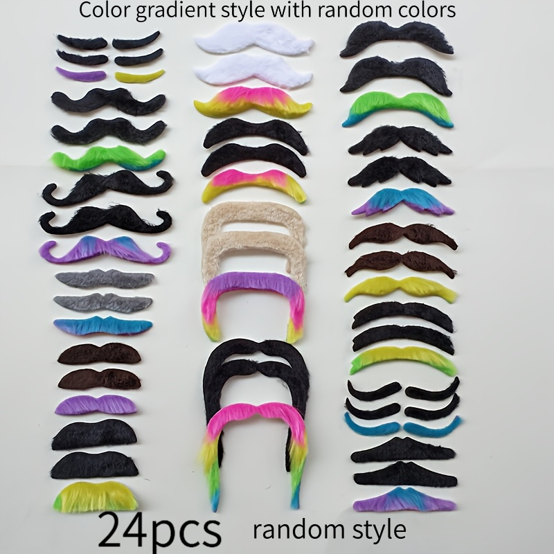 TEMU 24pcs Coloridas Real y Falsa Divertidas, Accesorios de Cosplay que de Disfraces para Halloween de Fantasía, Múltiples Estilos de Juegos de Barba