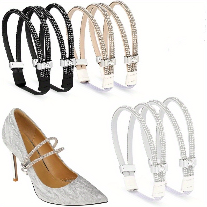 E-shop 3 Paar glänzende, elastische Schnürsenkel für High Heels - Verstellbares und abnehmbares Klebeband, rutschfest und , ohne Batterie
